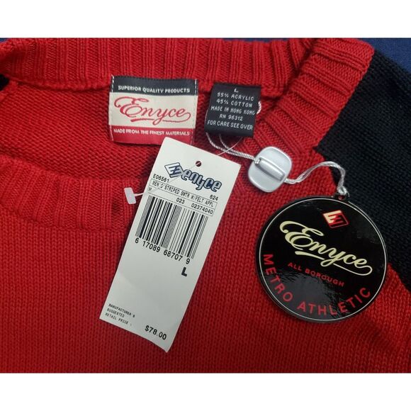 Vintage Y2K Enyce Hip Hop Rap Knit Sweater Mens L Red Striped Crew Neck Pullover - Picture 7 of 9